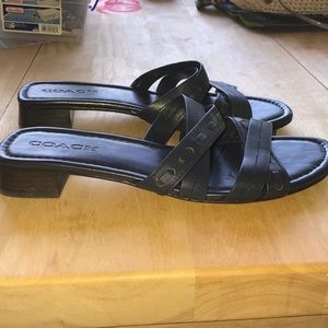 COACH Leather Slip on Sandals